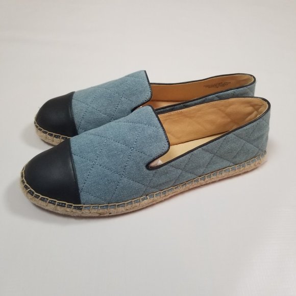 Talbots Shoes - Talbots Izzy Quilted Denim Leather Espadrilles Slip On Shoes Size 11 NWOT